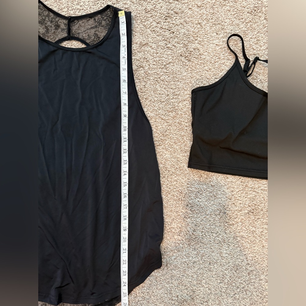 Mono B Black Lace-Trim Athletic Tank & sports Bra - Picture 8 of 13